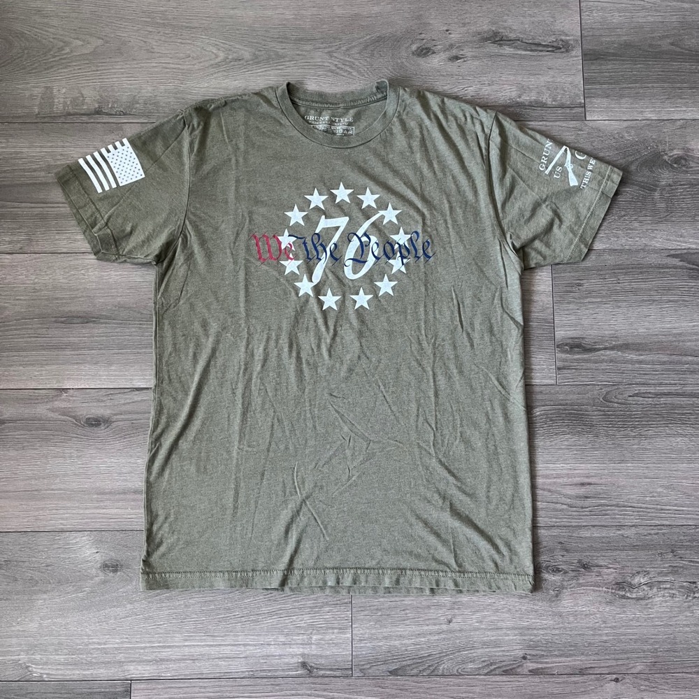 Grunt Style We The People 76 Patriotic Graphic T-Shirt Mens Large Olive Green
